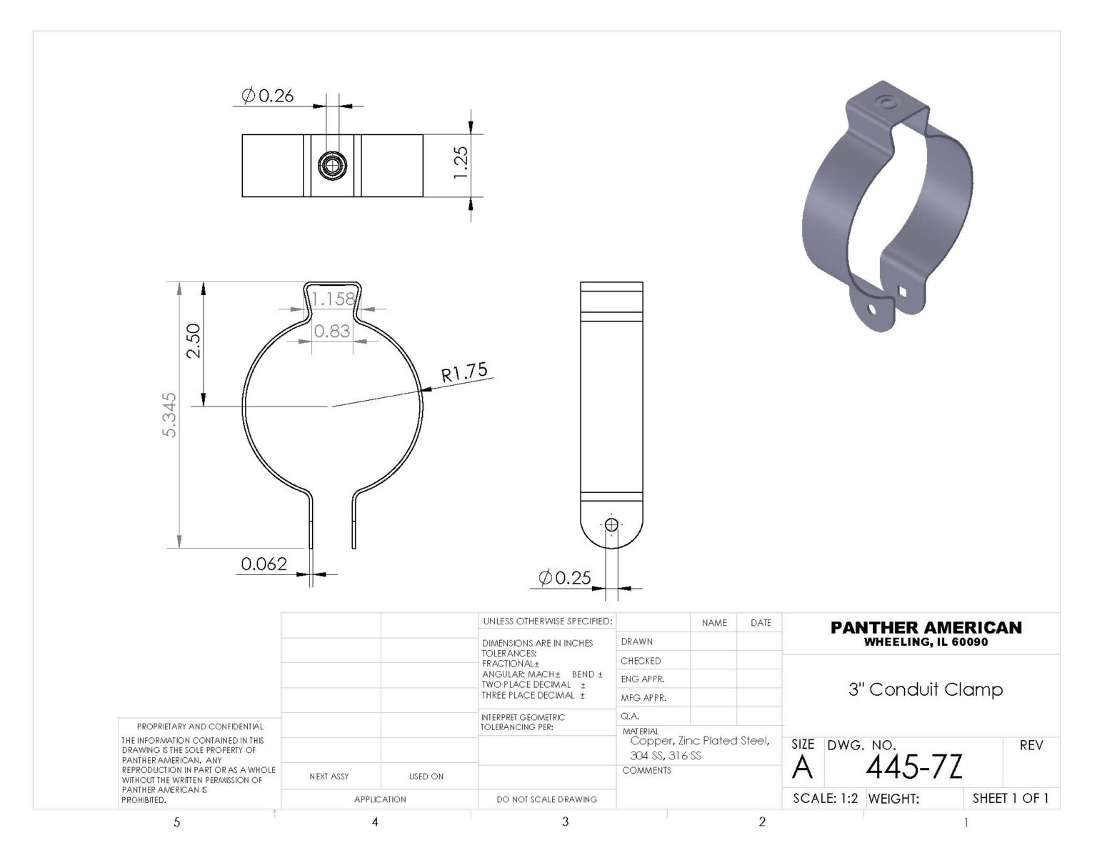 Conduit Clamp 3" Panther Fabrication